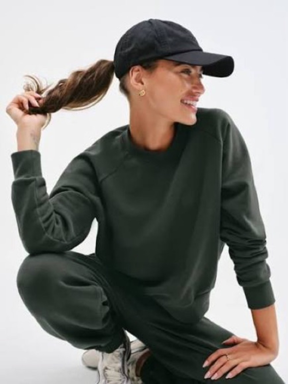 Athleta Forever Fleece Crewneck sweatshirt Elm size L